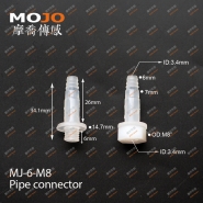 MJ-6-M8 Barb 6mm ture thread 8mm only connector