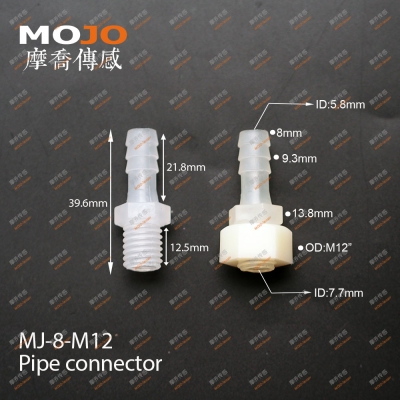 MJ-8-M12 Barb 8mm ture thread 12mm only connector